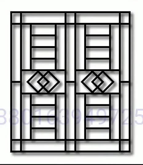 Modern Geometric Steel Window Grill Design for Enhanced Security