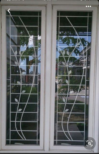 Modern Decorative Steel Window Grill with Floral Geometric Design